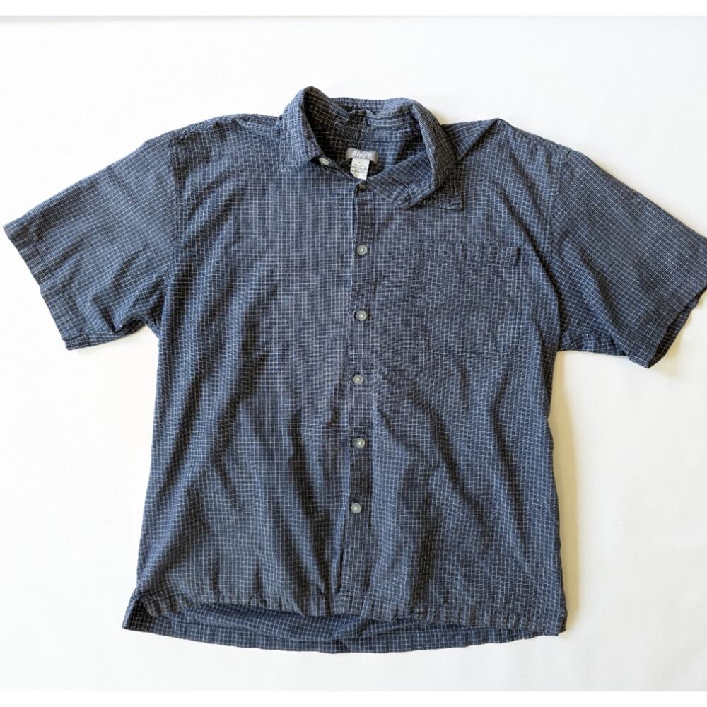 Utility Blue Plaid Short Sleeve Button Down Shirt sz XL